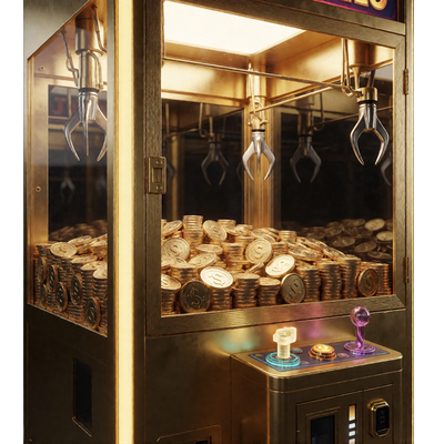 Goldene Greifmaschine voller M&uuml;nzen als Symbol f&uuml;r den Bonus Crab Pick im Millioner Willkommenspaket