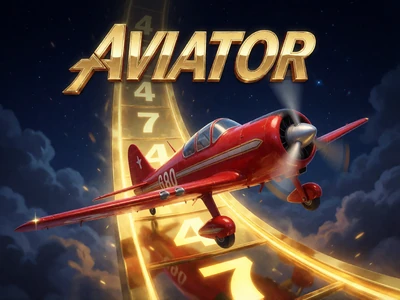 Aviator Crash Game mit rotem Propellerflugzeug auf steigender goldener Multiplikator-Kurve