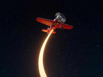 Aviator Crash Game mit rotem Propellerflugzeug auf steigender Goldkurve