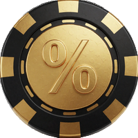 Goldener Casino-Chip mit Prozentsymbol als Bonusguthaben-Preis der Greifmaschine