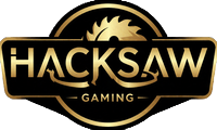 Hacksaw Gaming Provider-Logo mit goldenem Rubbellos-Emblem