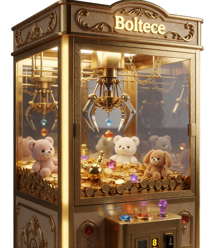 Goldene Bonus Crab Greifmaschine gef&uuml;llt mit Goldm&uuml;nzen und Gewinnen