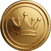 Goldene Einzahlungsm&uuml;nze mit Kronensymbol als Symbol f&uuml;r die qualifizierende Einzahlung